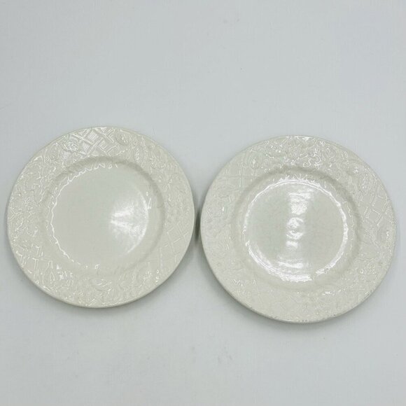 Mikasa English Countryside White 8.25” Salad Plate Embossed DP900 Set Of 2 - Picture 1 of 10